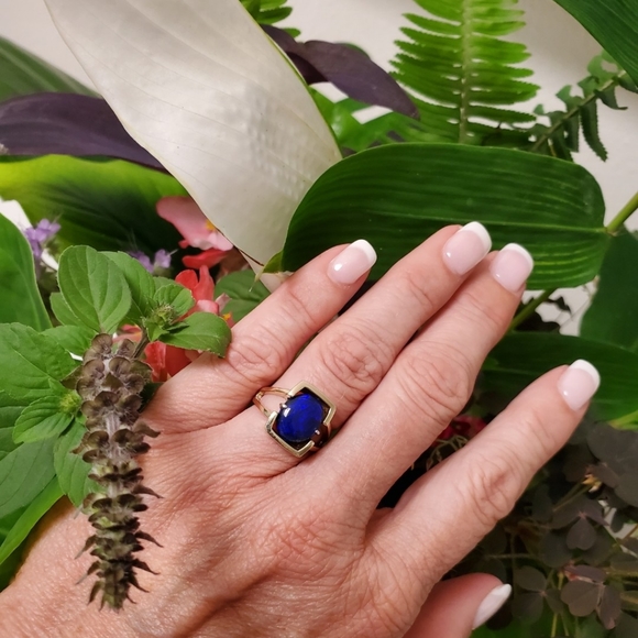 Black Opal 3.5 carat 14k Gold Ring Lightning Ridge Please Read Condition Details - Picture 16 of 16